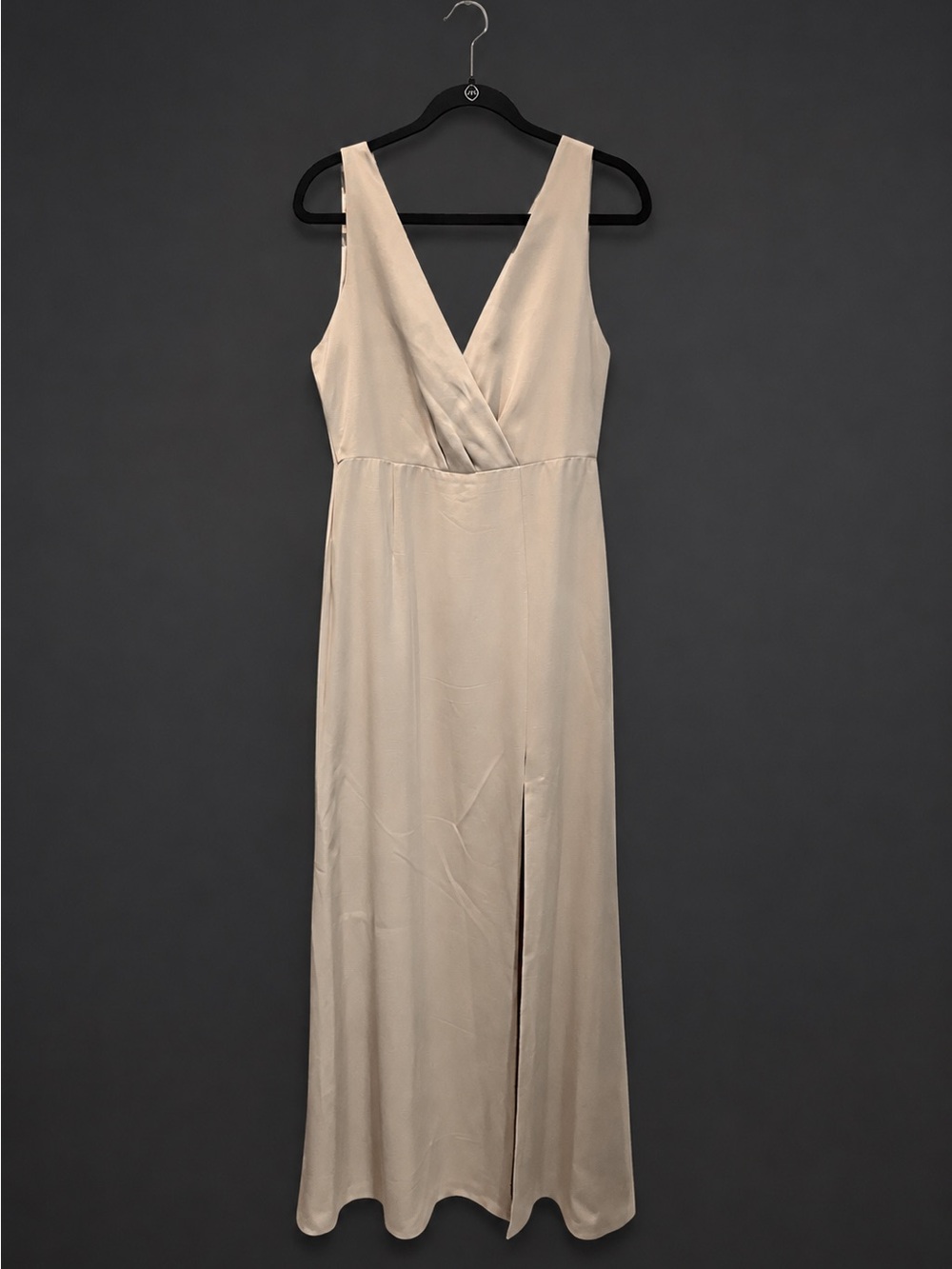 BHLDN Champagne V-Neck Maxi Dress with Front Slit